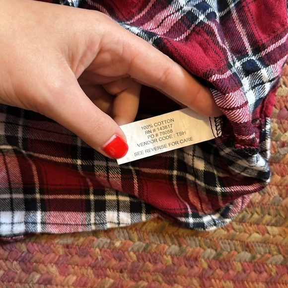 RED RUSTIC RIDGE OUTDOOR PLAID FLANNEL PEARL SNAP LONG SLEEVE - Picture 3 of 4